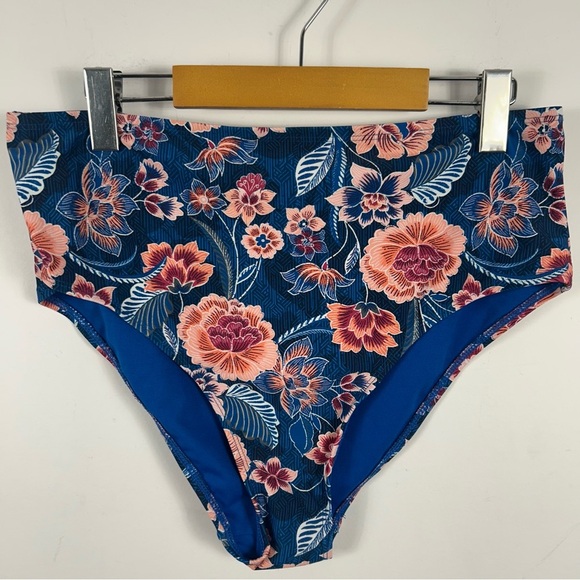 💕 time and tru Floral High-Waisted Bikini Bottoms L NWOT - Picture 1 of 8